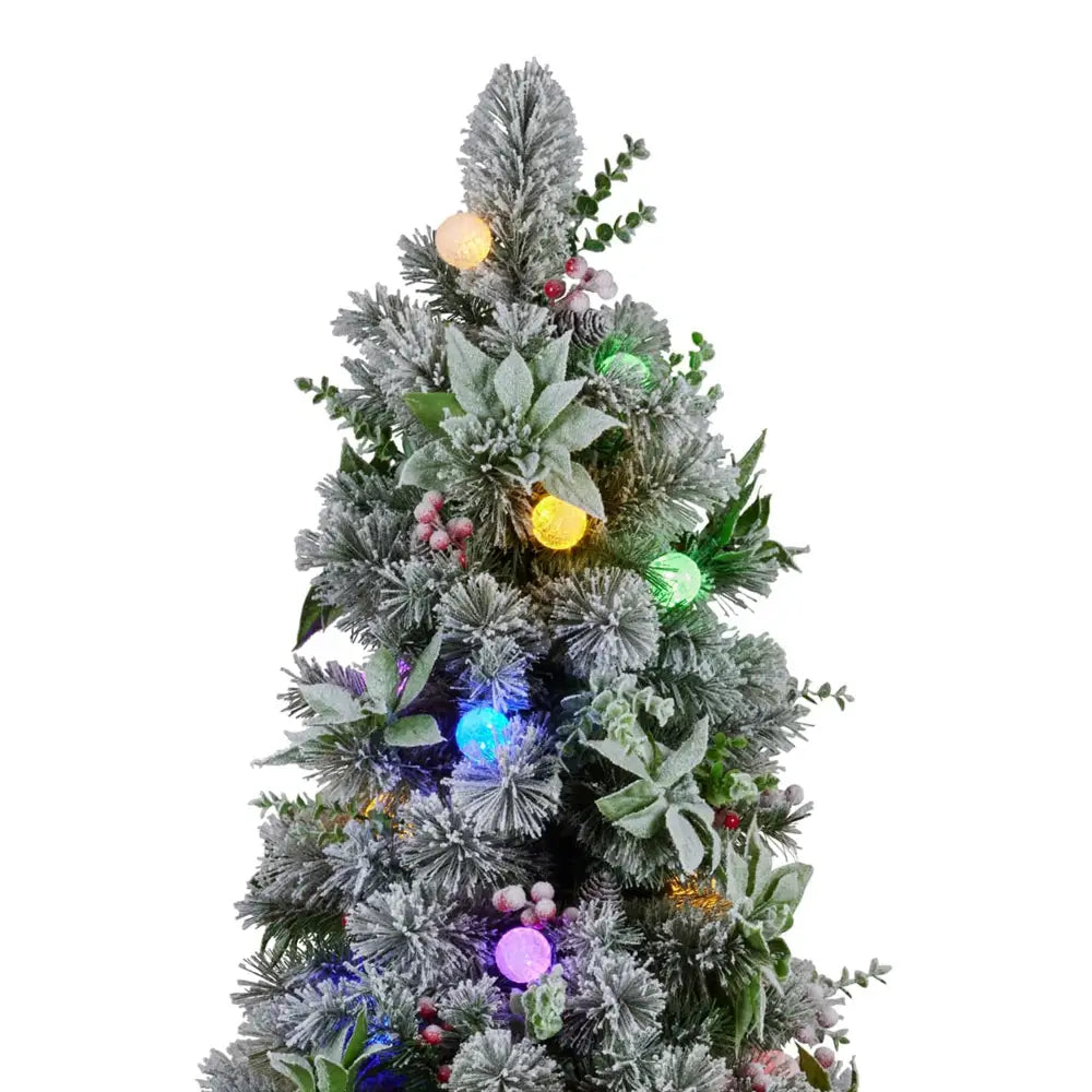 Swishmas Snowy Crown Pine Potted Christmas Tree 1.2m Multicolour Pre-Lit with Snowball Lights - Occasions > Christmas >