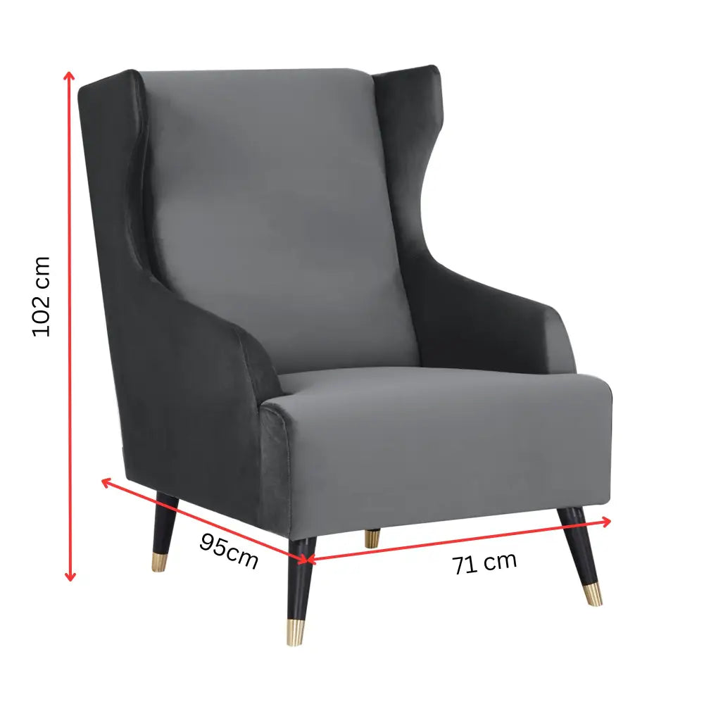 Sylvia Accent Sofa Arm Chair Fabric Uplholstered Lounge Couch - Grey - Furniture > Sofas