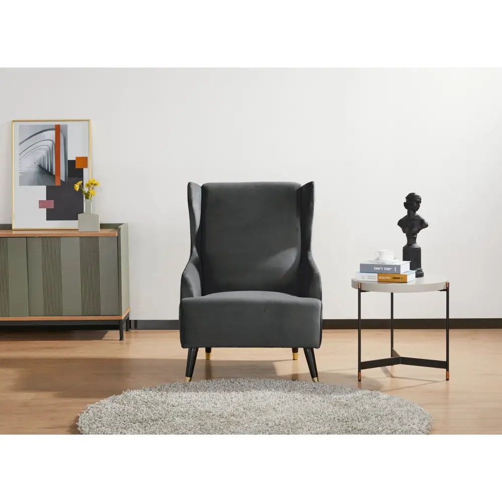 Sylvia Accent Sofa Arm Chair Fabric Uplholstered Lounge Couch - Grey - Furniture > Sofas