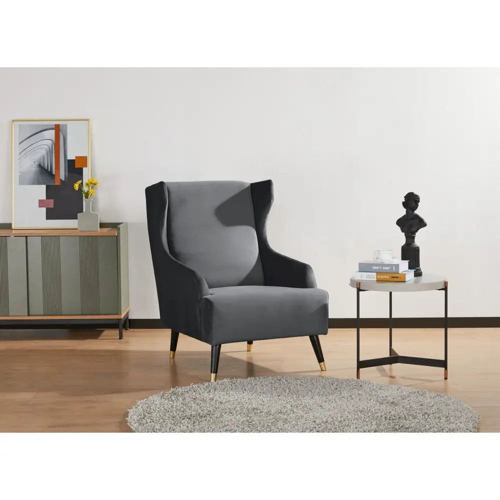 Sylvia Accent Sofa Arm Chair Fabric Uplholstered Lounge Couch - Grey - Furniture > Sofas