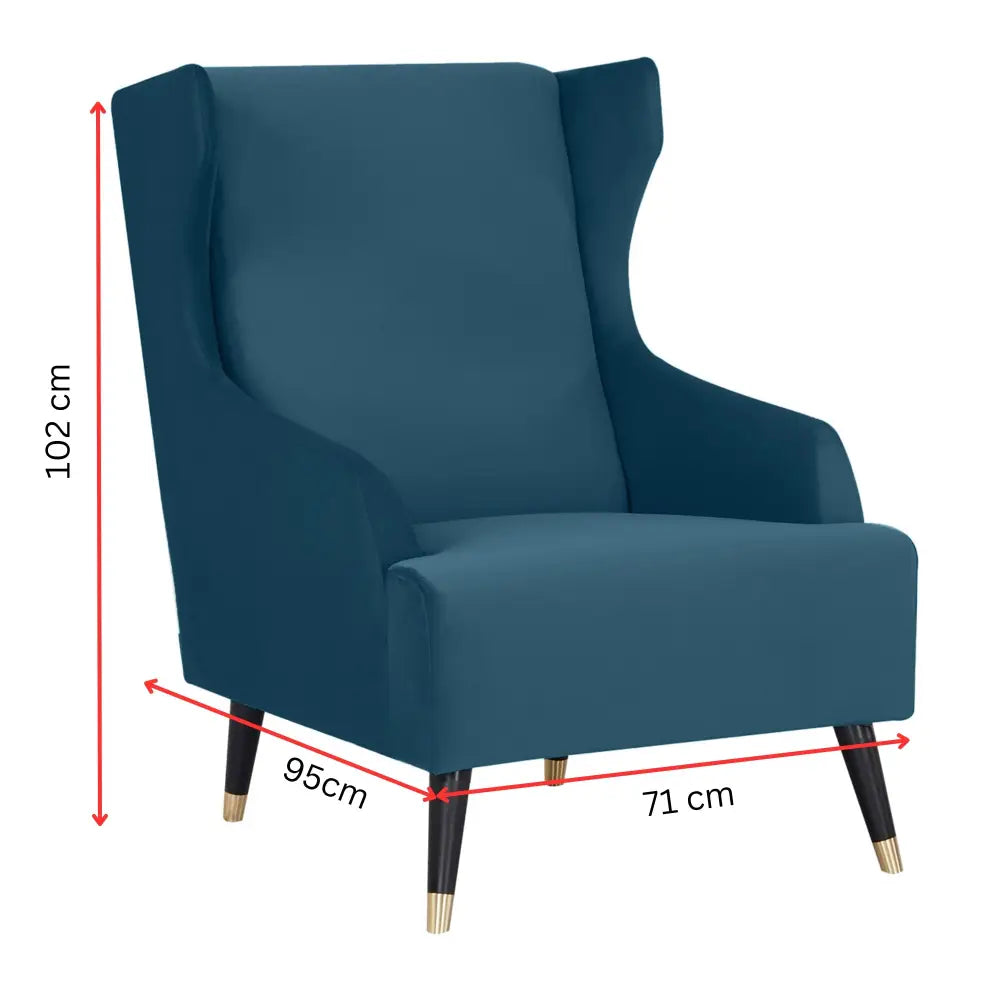 Sylvia Set of 2 Accent Sofa Arm Chair Fabric Uplholstered Lounge Couch - Navy - Furniture > Sofas