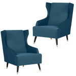 Sylvia Set of 2 Accent Sofa Arm Chair Fabric Uplholstered Lounge Couch - Navy - Furniture > Sofas