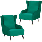 Sylvia Set of 2 Accent Sofa Arm Chair Fabric Uplholstered Lounge Couch - Green - Furniture > Sofas