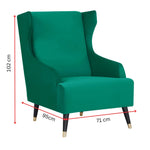 Sylvia Set of 2 Accent Sofa Arm Chair Fabric Uplholstered Lounge Couch - Green - Furniture > Sofas