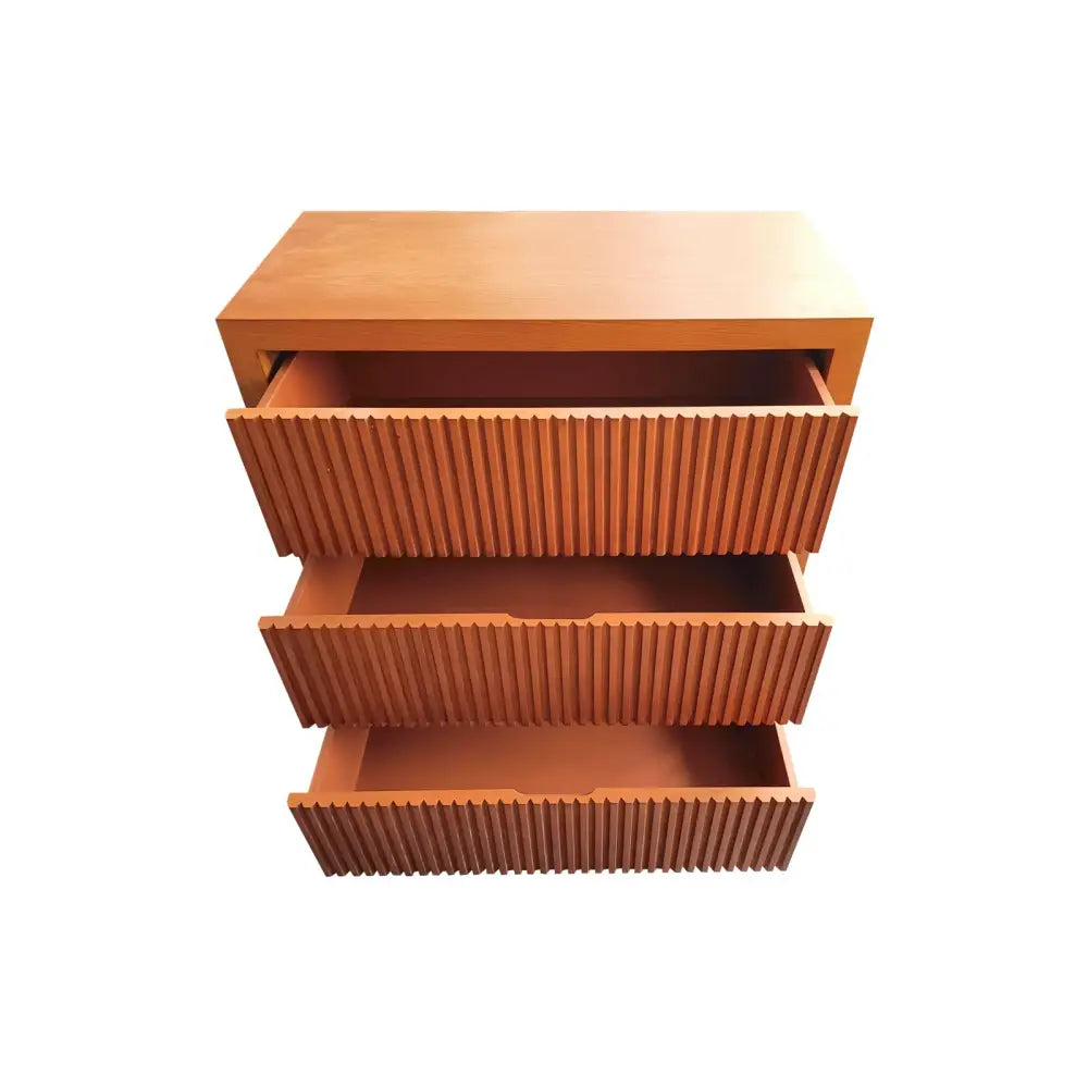 Tallboy MDF Brown Colour Waveform Design Three Drawers - Furniture > Bedroom > Dressers