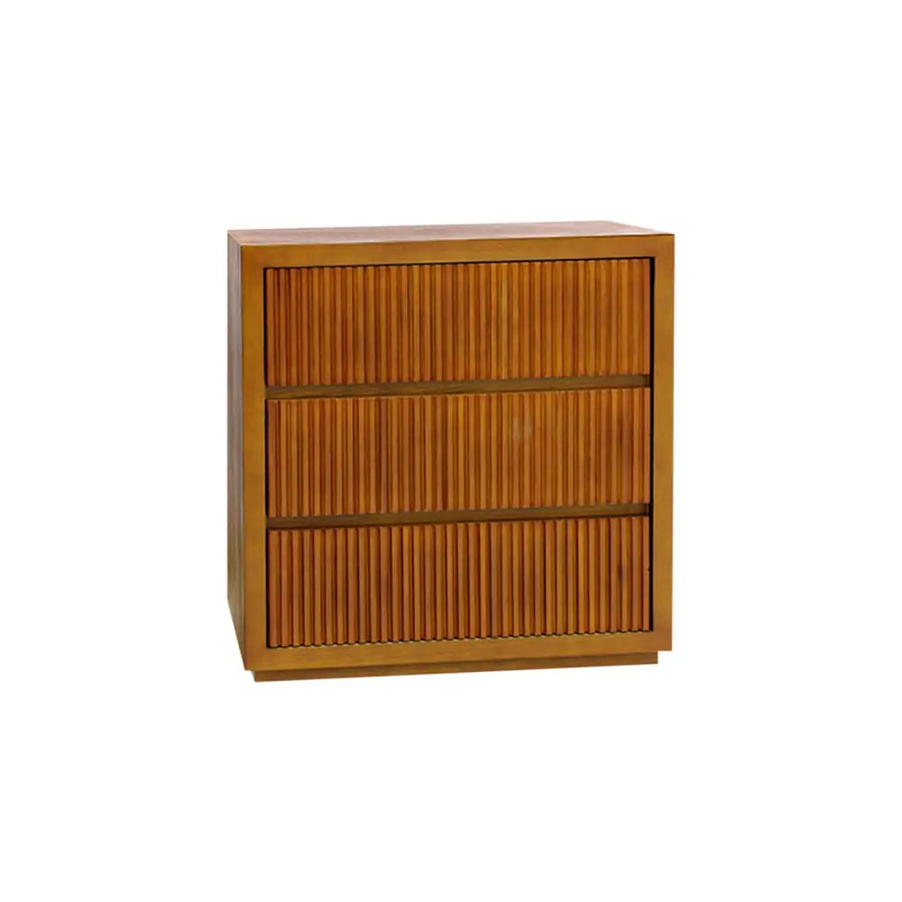 Tallboy MDF Brown Colour Waveform Design Three Drawers - Furniture > Bedroom > Dressers
