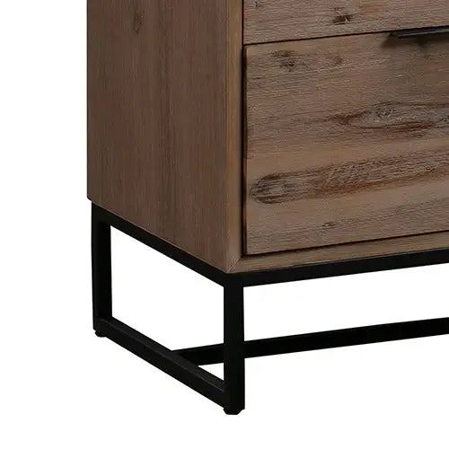 Tallboy with 4 Storage Drawers Assembled Solid Acacia Wooden Construction in Tea Colour - Furniture > Living Room