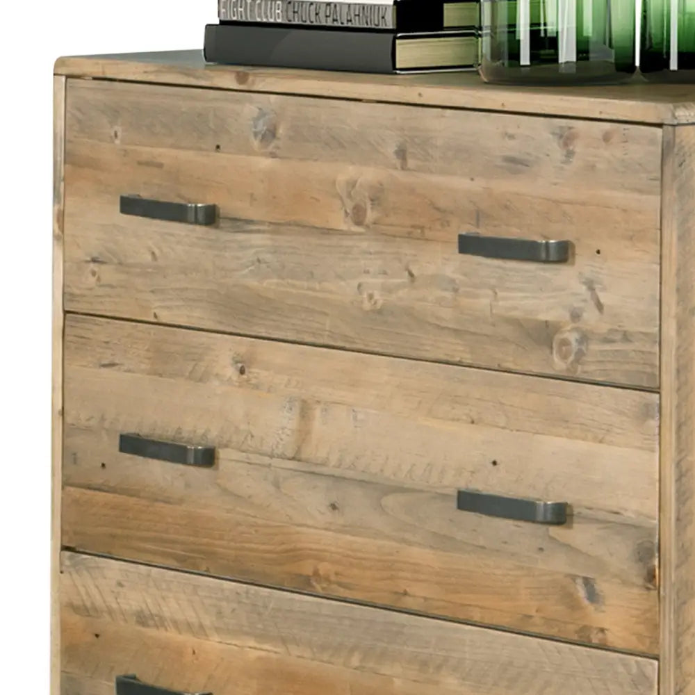 Tallboy with 4 Storage Drawers in Wooden Light Brown Colour - Furniture > Bedroom
