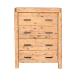 Tallboy with 4 Storage Drawers Solid Wooden Assembled in Oak Colour - Furniture > Living Room