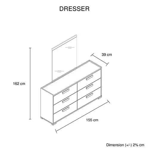 Tallboy with 5 Storage Drawers MDF Combination of Black & Cement Colour - Furniture > Bedroom > Beds & Bed Frames