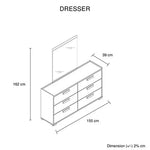 Tallboy with 5 Storage Drawers MDF Combination of Black & Cement Colour - Furniture > Bedroom > Beds & Bed Frames