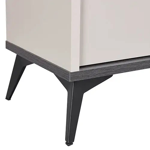 Tallboy with 5 Storage Drawers MDF Combination of Champagne and Black Colour - Furniture > Bedroom > Beds & Bed Frames