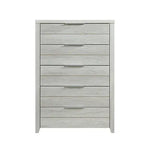 Tallboy with 5 Storage Drawers Natural Wood like MDF in White Ash Colour - Furniture > Living Room
