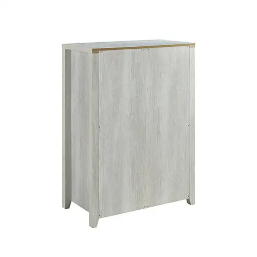 Tallboy with 5 Storage Drawers Natural Wood like MDF in White Ash Colour - Furniture > Living Room