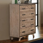 Tallboy with 5 Storage Drawers Solid Acacia Wooden Frame in Silver Brush Colour - Furniture > Living Room