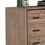 Tallboy with 5 Storage Drawers Solid Acacia Wooden Frame in Silver Brush Colour - Furniture > Living Room