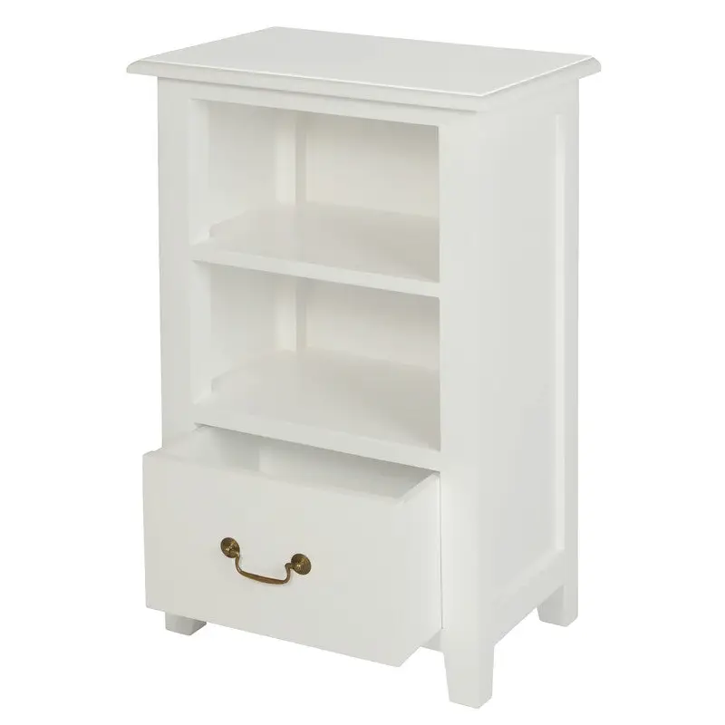Tasmania 1 Drawer Solid Mahogany Timber Lamp Table (White) - Furniture > Bedroom > Beds & Bed Frames