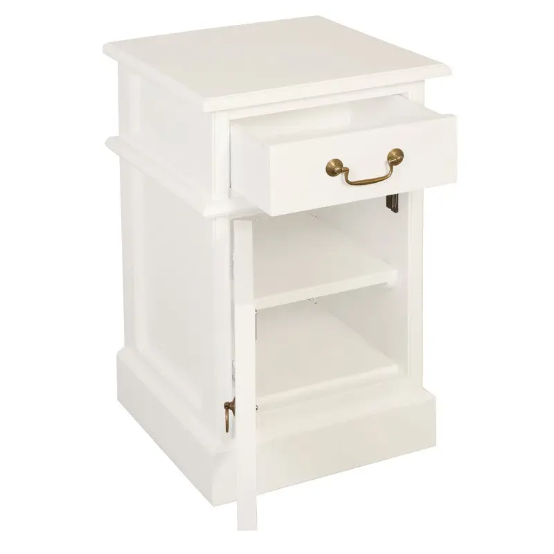 Tasmania 1 Solid Door 1 Drawer Bedside (White) - Home & Garden > Decor