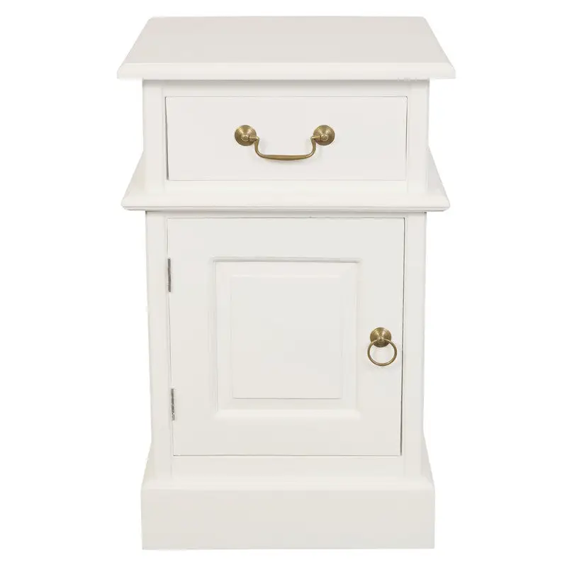 Tasmania 1 Solid Door 1 Drawer Bedside (White) - Home & Garden > Decor
