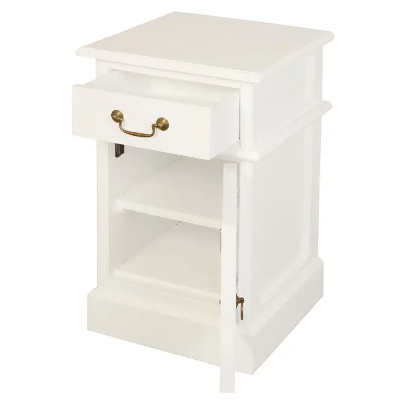 Tasmania 1 Solid Door 1 Drawer Bedside (White) - Home & Garden > Decor