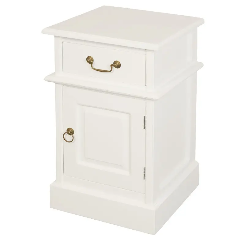Tasmania 1 Solid Door 1 Drawer Bedside (White) - Home & Garden > Decor