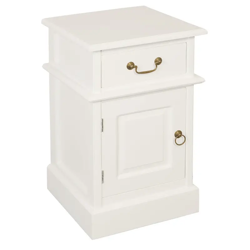 Tasmania 1 Solid Door 1 Drawer Bedside (White) - Home & Garden > Decor