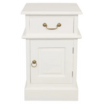 Tasmania 1 Solid Door 1 Drawer Bedside (White) - Home & Garden > Decor