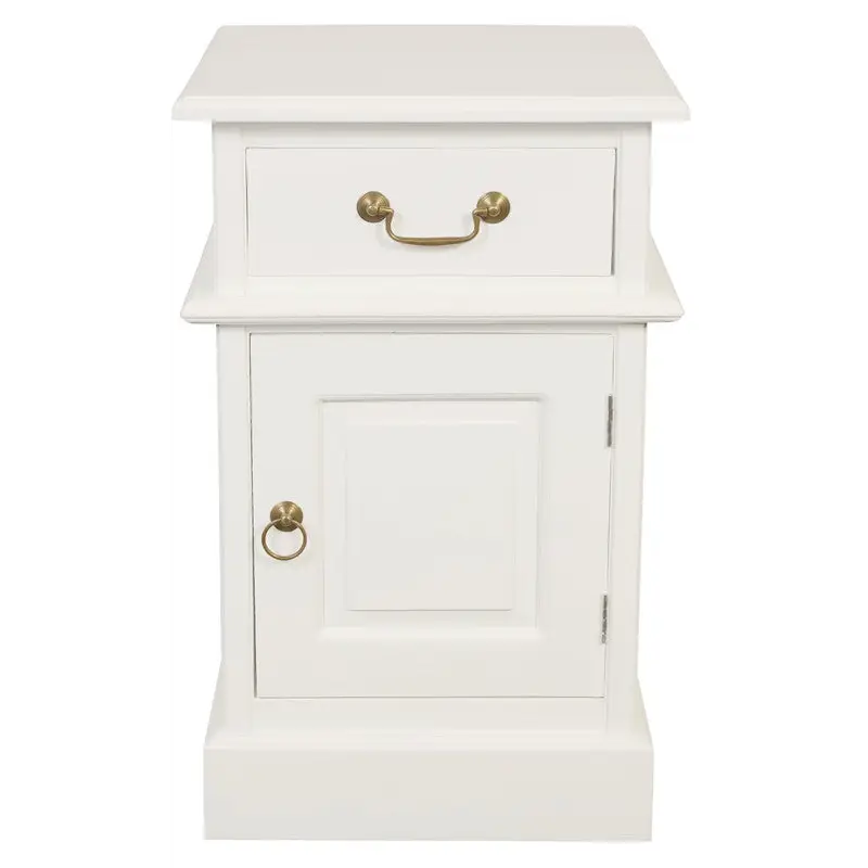 Tasmania 1 Solid Door 1 Drawer Bedside (White) - Home & Garden > Decor
