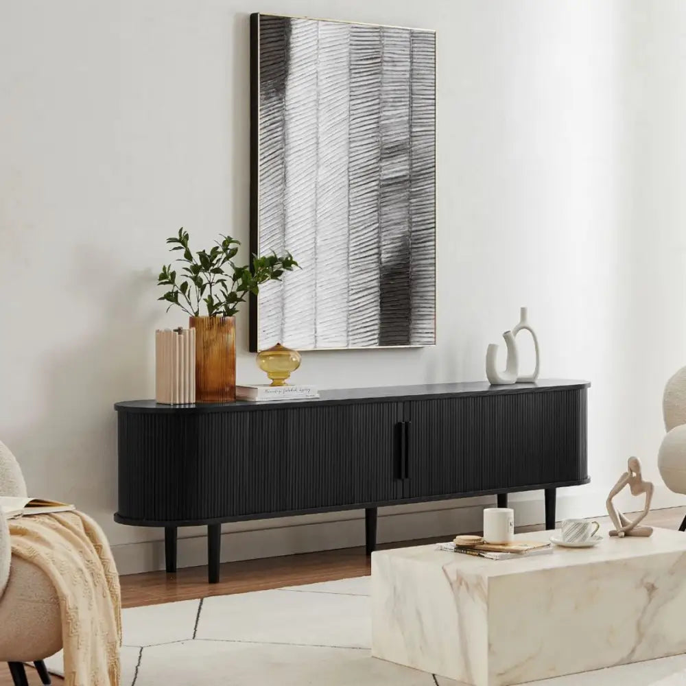 Tate 200cm TV Unit in Black - Furniture > Living Room > TV Units