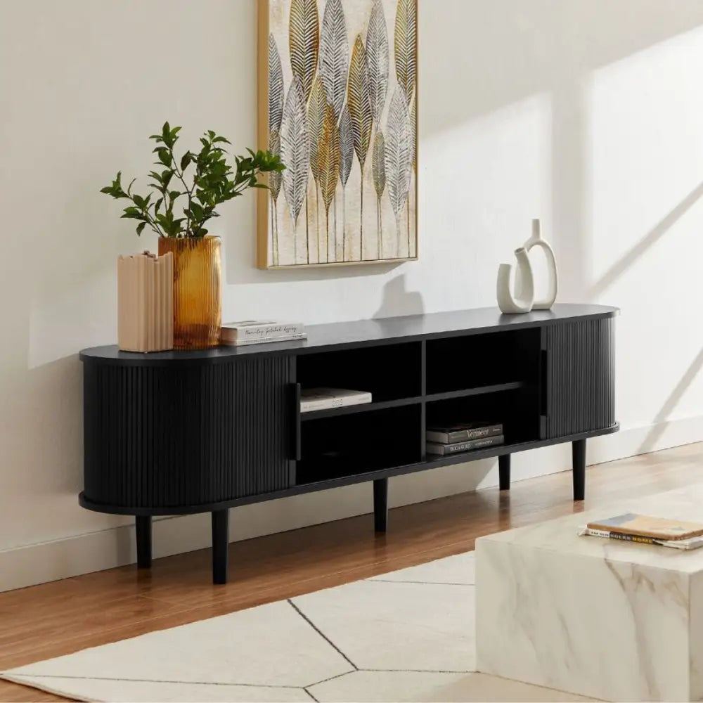 Tate 200cm TV Unit in Black - Furniture > Living Room > TV Units