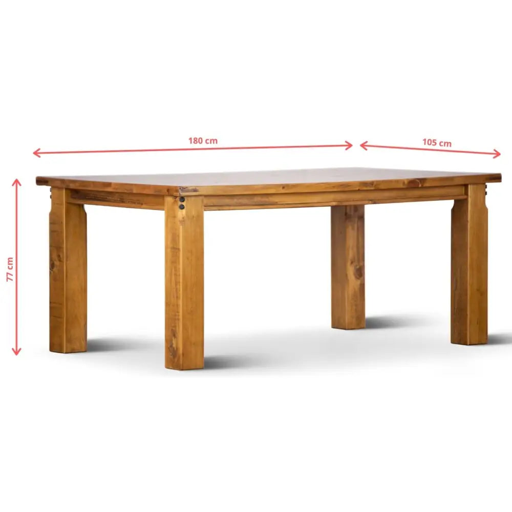 Teasel Dining Table 180cm Solid Pine Timber Wood Furniture - Rustic Oak - Furniture > Dining