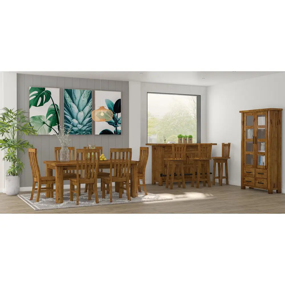 Teasel Dining Table 180cm Solid Pine Timber Wood Furniture - Rustic Oak - Furniture > Dining