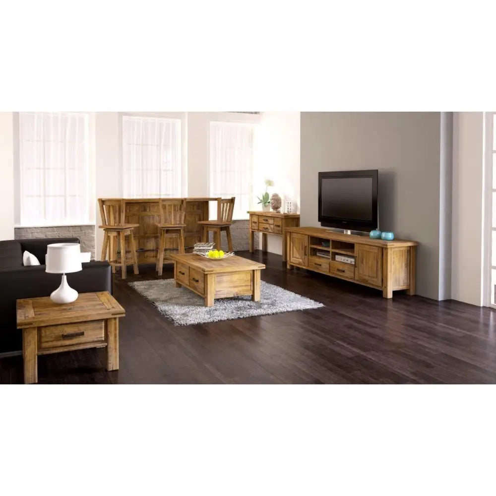 Teasel Lamp Table 70cm Side End Sofa Tables Solid Pine Timber Wood - Rustic Oak - Furniture > Living Room