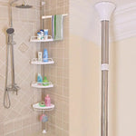 Telescopic Spring Tension Pole 4 Shelf Corner Bath Shower Rack Caddy Organiser - Home & Garden > DIY > Kitchen &