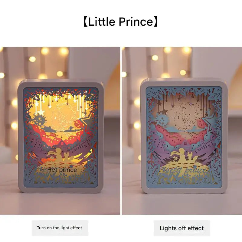 The Little Prince 3D Paper Carving Night Light - USB Or Battery Powered Decorative Bedside Lamp | Atmosphere Lamp