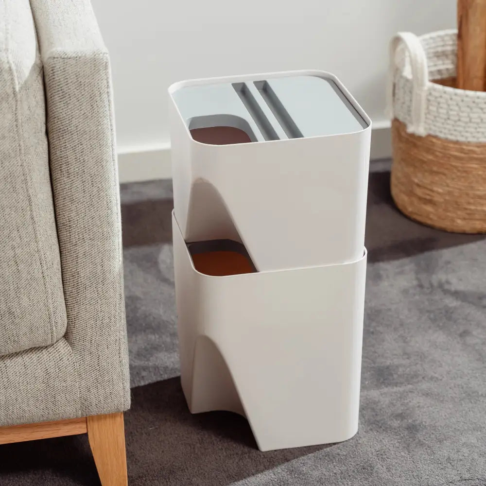 The set of 18L + 12L Stackable Plastic Kitchen Trash Bin Household Classification Storage Box - Pet Care > Cat Supplies