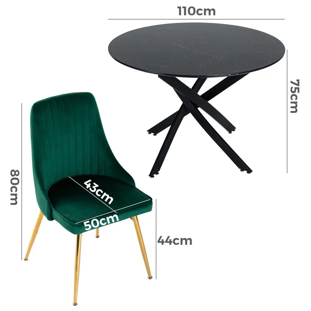 The Velvet Marble Table and Chair Set - Furniture > Dining