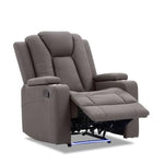 Theatre Electric Recliner Sofa Buckskin Fabric Single Chocolate - Furniture > Sofas > Sofas & Sofa Beds