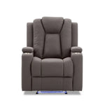 Theatre Electric Recliner Sofa Buckskin Fabric Single Chocolate - Furniture > Sofas > Sofas & Sofa Beds