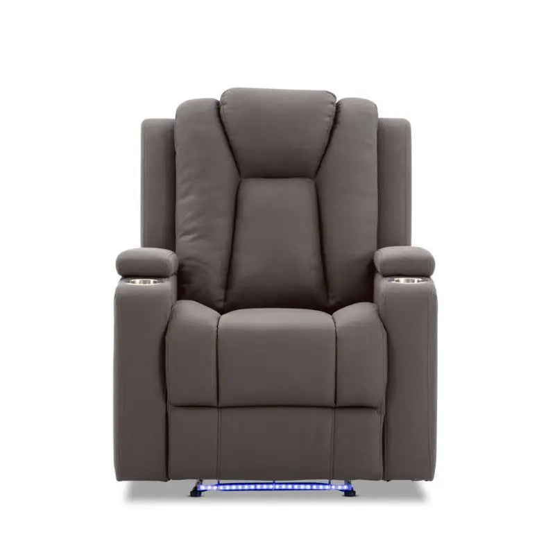 Theatre Electric Recliner Sofa Buckskin Fabric Single Chocolate - Furniture > Sofas > Sofas & Sofa Beds