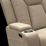 Theatre Electric Recliner Sofa Buckskin Fabric Single Latte - Furniture > Sofas > Sofas & Sofa Beds