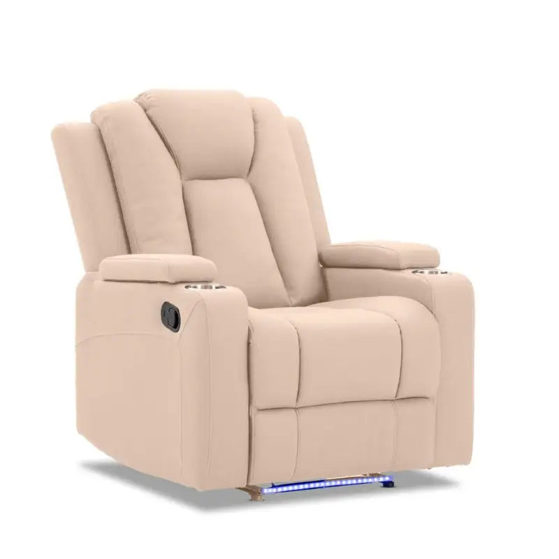 Theatre Electric Recliner Sofa Buckskin Fabric Single Latte - Furniture > Sofas > Sofas & Sofa Beds