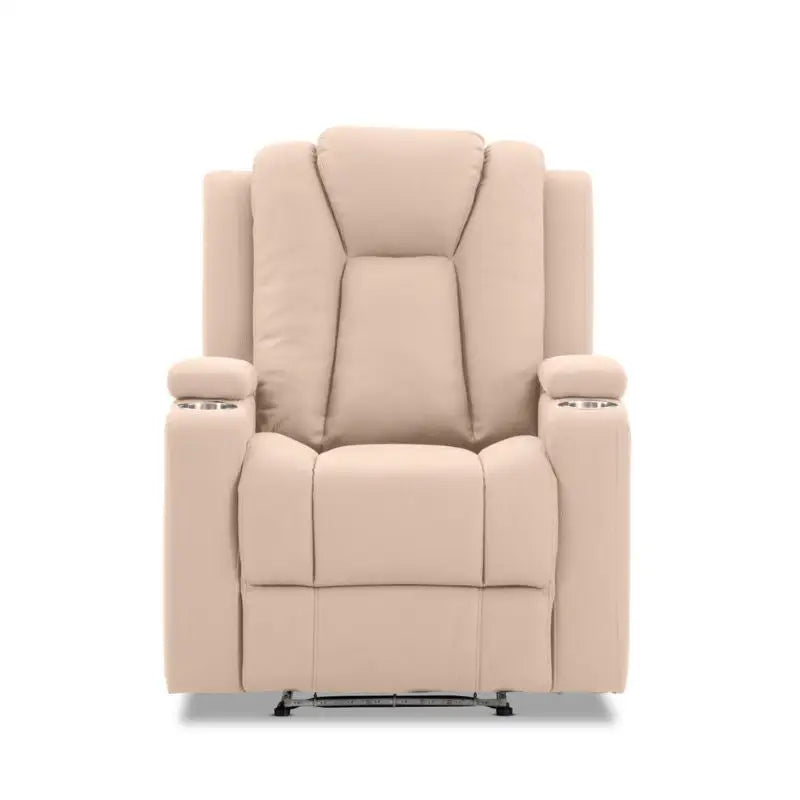 Theatre Electric Recliner Sofa Buckskin Fabric Single Latte - Furniture > Sofas > Sofas & Sofa Beds