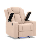 Theatre Electric Recliner Sofa Buckskin Fabric Single Latte - Furniture > Sofas > Sofas & Sofa Beds