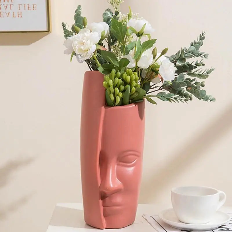 Thickened Drop-proof Vase with Dried Flower Ornaments - Rose Pink - Home & Garden > Decor > Vases & Table Decor