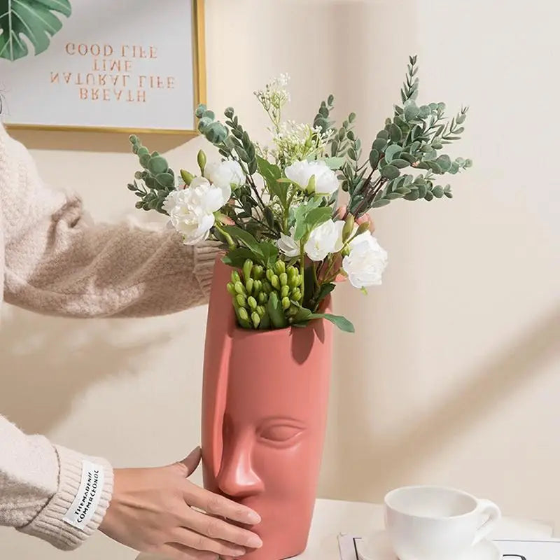 Thickened Drop-proof Vase with Dried Flower Ornaments - Rose Pink - Home & Garden > Decor > Vases & Table Decor