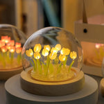 (Thirteen Yellow Tulips) Glowing Tulip Dome Lamp - Wooden Base Bedside Table Decoration - Home & Garden > Lighting >