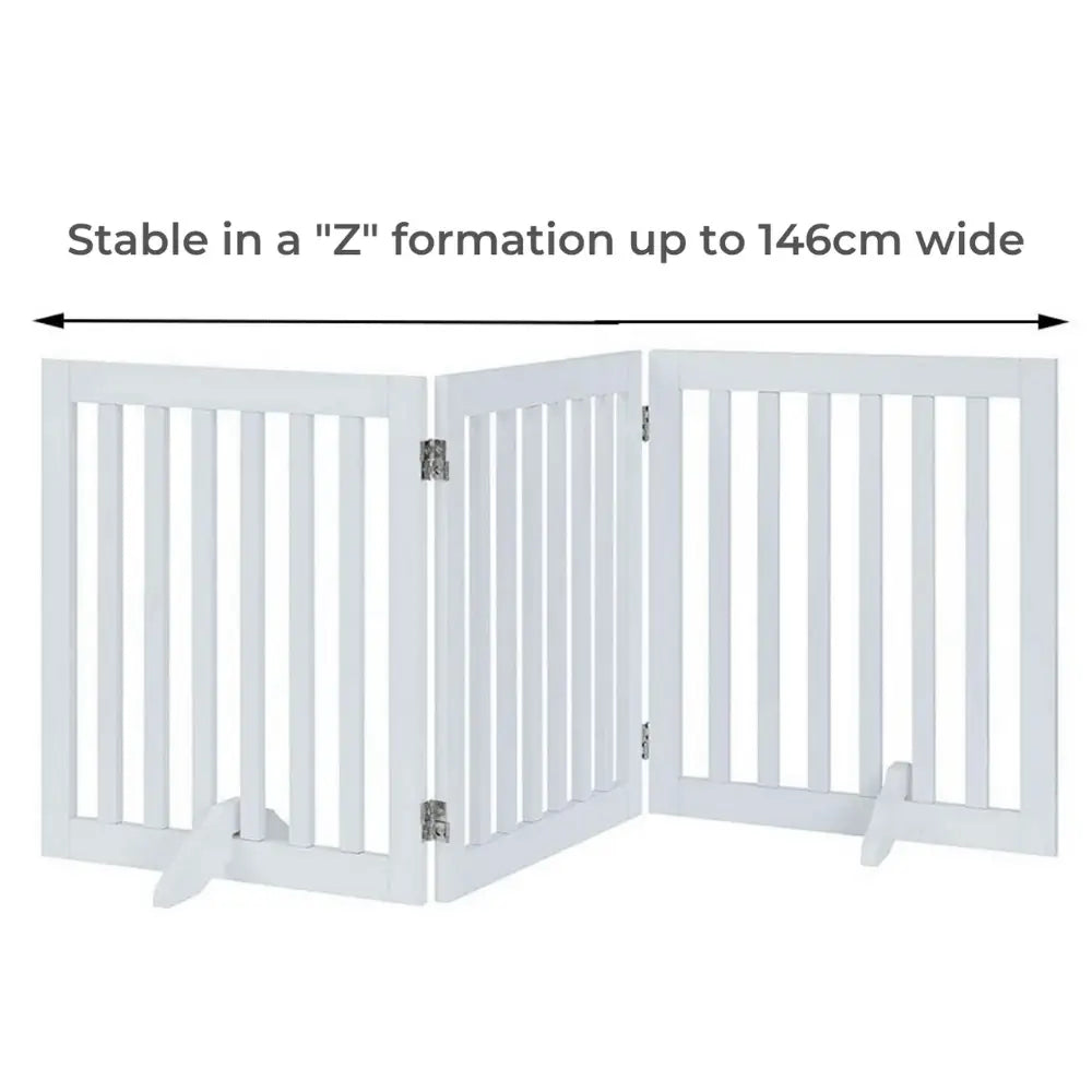 Three Panel Freestanding Dog Gate White - Pet Care > Dog Supplies > Cat & Dog Flaps