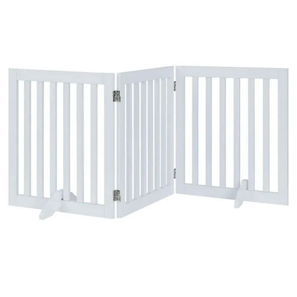 Three Panel Freestanding Dog Gate White - Pet Care > Dog Supplies > Cat & Dog Flaps