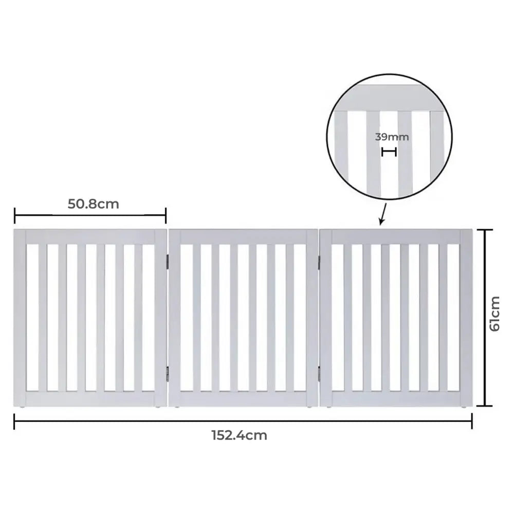 Three Panel Freestanding Dog Gate White - Pet Care > Dog Supplies > Cat & Dog Flaps